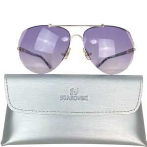 SWAROVSKI Sunglasses SW134 Purple with Crystal Facets at Temples - $224.
